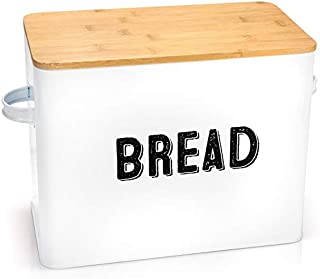 Stylish Farmhouse Bread Box For Kitchen Countertop - Extra Large Breadbox Holds 2+ Loaves Of Bread - Perfect Metal Storage Tin To Keep Your Bread, Bagels, Rolls And Buns Fresh For A Long Time