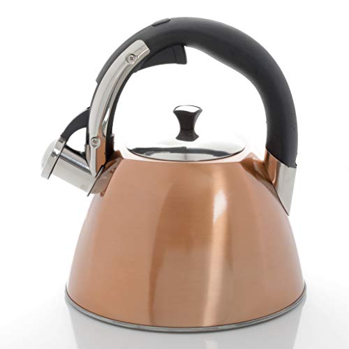 Gibson Mr Coffee Belgrove 2.5 Qt Stainless Steel Whistling Tea Square Kettle, Metallic Copper, 2. 5-Quarts, DAA