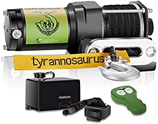 Tyrannosaurus 3000-lb Synthetic Rope ATV UTV Winch Kit, Wireless Remote Mini Rocker with Mounting Plate