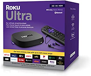 Roku Ultra 2020 | Streaming Media Player HD/4K/HDR/Dolby Vision with Dolby Atmos, Bluetooth Streaming, and Roku Voice Remote with Headphone Jack and Personal Shortcuts, includes Premium HDMI Cable