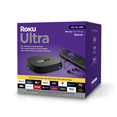 Roku Ultra 2020 | Streaming Media Player HD/4K/HDR/Dolby Vision with Dolby Atmos, Bluetooth Streaming, and Roku Voice Remote with Headphone Jack and Personal Shortcuts, includes Premium HDMI Cable