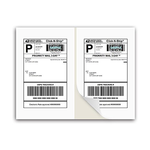 PACKZON Shipping Labels with Self Adhesive, Square Corner, for Laser & Inkjet Printers, 8.5 x 5.5 Inches, White, Pack of 200 Label