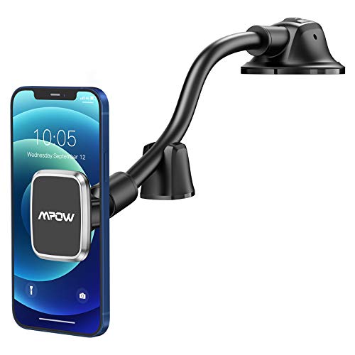 Mpow Car Phone Mount, Dashboard Magnetic Phone Holder with Strong Suction Cup, Long Gooseneck Car Mount Compatible iPhone 12 11 Pro Max/XS Max/XR/XS/X/8/7/6 Plus Etc