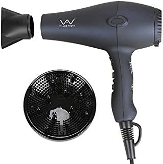 VAV Professional Tourmaline Hair Dryer Negative Ionic Salon Hair Blow Dryer, Light Weight Low Noise DC Motor Hair Dryers 2 Speed and 3 heat With Diffuser & Concentrator