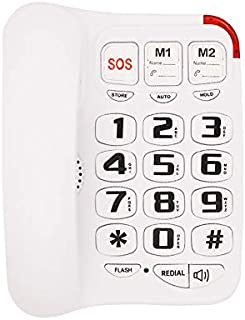 Big Button Corded Phone with 3 One-Touch Speed Dial, HePesTer P-45 Picture Care Phone for Seniors with Memory Protection/Wall Mountable/SOS Emergency