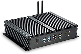 Kingdel Fanless Mini Desktop PC, Windows 10 Industrial Computer with Intel i7 CPU, 8GB RAM, 256GB SSD, 2xNICs, 2xHD Ports, 4xUSB 3.0, 6xCOM RS232, Wi-Fi, Windows 10 Pro