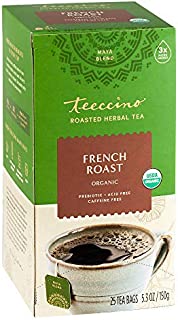 Teeccino Herbal Tea  French Roast  Rich & Roasted Herbal Tea Thats Caffeine Free & Prebiotic for Natural Energy, Coffee Alternative, 25 Tea Bags