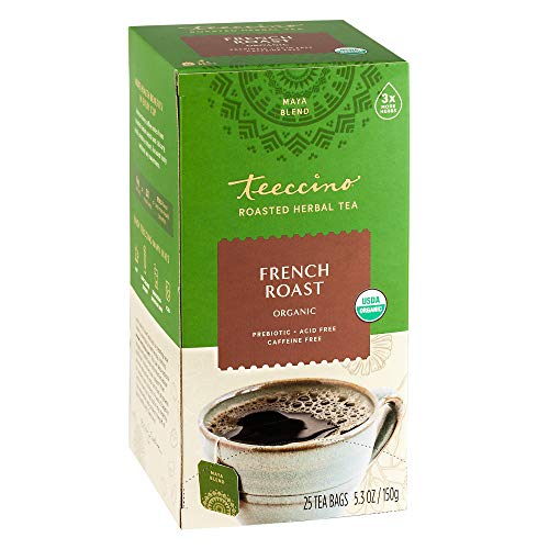 Teeccino Herbal Tea  French Roast  Rich & Roasted Herbal Tea Thats Caffeine Free & Prebiotic for Natural Energy, Coffee Alternative, 25 Tea Bags