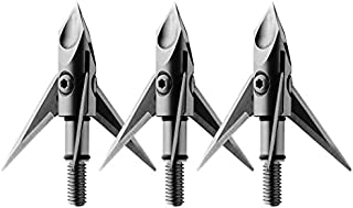 Ramcat Crossbow Broadheads | 3 Pack | 100 Grain Screw-In Cross Bow Hydroschok-X Pivoting Broadhead, Cross Bow Arrow Heads, Bow Hunting Accessories, 0.032, Stainless Steel, Silver, Model: RAM100CB