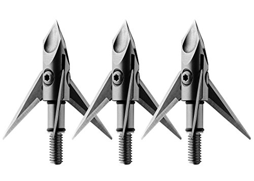 Ramcat Crossbow Broadheads | 3 Pack | 100 Grain Screw-In Cross Bow Hydroschok-X Pivoting Broadhead, Cross Bow Arrow Heads, Bow Hunting Accessories, 0.032, Stainless Steel, Silver, Model: RAM100CB