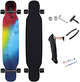 Skateboard, Drop Through Freestyle Dancing Complete Longboard Brush The Street for Beginner, Adults, Teens, and Kids,120x24.5cm