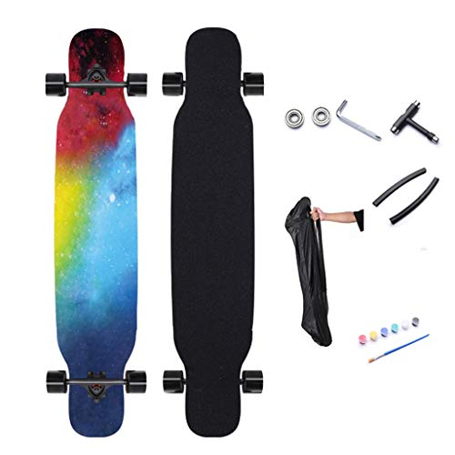 Skateboard, Drop Through Freestyle Dancing Complete Longboard Brush The Street for Beginner, Adults, Teens, and Kids,120x24.5cm