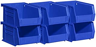 Akro-Mils 08212BLUE 30210 AkroBins Plastic Storage Bin Hanging Stacking Containers, (5-Inch x 4-Inch x 3-Inch), Blue, (6-Pack)