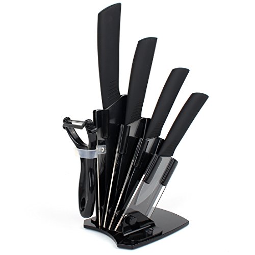 5pcs Ceramic Knife Set Kitchen Knife Cutlery Set with Acrylic Block Chef Knife Slicing Knife Fruit Slicer Fruit Parer Peeler Set