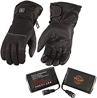 Milwaukee Leather MG7513SET Men's Black'Heated' Leather Gauntlet Waterproof Gloves with i-Touch (Battery Pack Included) - Large