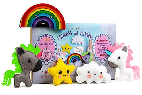 Madam Posy Design Sewing KIT for Kids: DIY Crafts Unicorns Stuffed Animal Sewing Crafts Kit for Girls Boys Kids Age 6-12