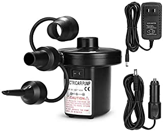 Electric Air Pump, AGPtEK Portable Quick-Fill Air Pump with 3 Nozzles, 110V AC/12V DC, Perfect Inflator/Deflator Pumps for Outdoor Camping, Inflatable Cushions, Air Mattress Beds, Boats, Swimming Ring