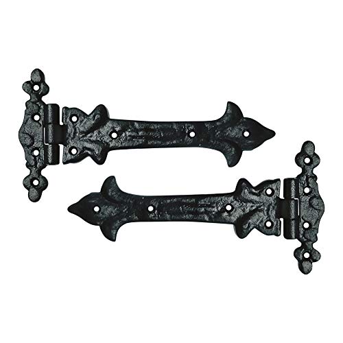 Akatva Olenyok T Hinge Set - 2-Pieces Heavy Duty Gate Hinges for Wooden and Metal Fences, Doors, Cabinets - Antique Iron Barn Shed Door Hinges Hardware Kit - Indoor, Outdoor Fence Strap Hinge Set