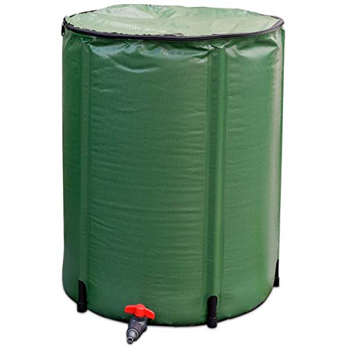 Goflame Rain Barrel Water Collector Portable Foldable Collapsible Tank,Spigot Filter Water Storage Container, Green (60 Gallon)