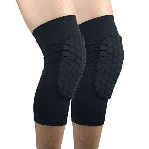 ESGTON Knee Pads EVA Padded Crashproof Leg Sleeve Compression Knee Braces (1 Pair) Youth & Adult - Basketball Football Volleyball-Black