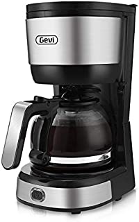 Gevi 4-Cup Coffee Maker with Auto-Shut Off, Small Drip Coffeemaker Compact Coffee Pot Brewer Machine with Cone Filter, Glass Carafe and Hot Plate, Stainless Steel Finish