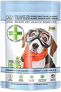 HempVet Calm Traveler, Calming Hemp Treats for Dogs, Organic Hemp Oil, Pumpkin Flavored, 30 Soft Chews