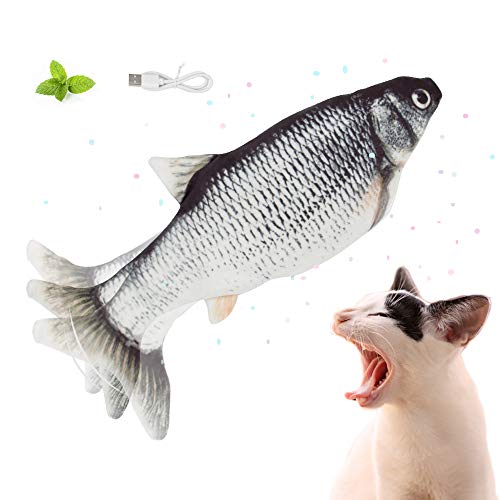 DIY Puzzle Track Electric Flopping Fish Cat Toy Plush Moving Interactive Fish Toy Simulation Catfish Toy Realistic Flippy Fish Perfect Kicker Toys for Cats