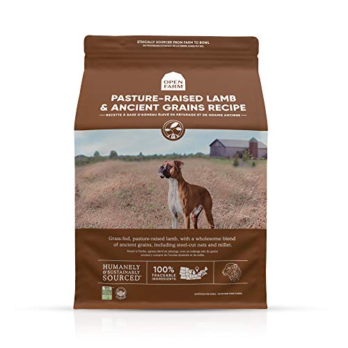 Open Farm Pasture-Raised Lamb & Ancient Grains Dry Dog Food, Fresh Grass-Fed Lamb Recipe with Wholesome Grains and No Artificial Flavors or Preservatives, 4 lbs