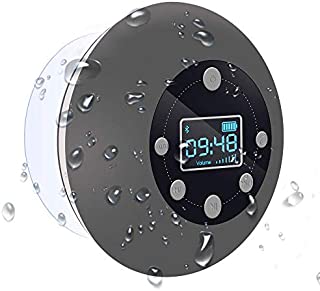 Shower Radio Bluetooth Speaker 5.0, CIYOYO Waterproof Wireless Bathroom Dab Music with Suction Cup FM Microphone 10 Hours LCD Clock Display SD Card Playing Free Call for iPhone