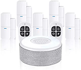 tolviviov Home Security System Wireless, Smart Home DIY Alarm Security Systems, 8-Piece kit (WiFi Alarm Station and Door Window Sensor), APP Alert, Work with Alexa, for House and Apartment