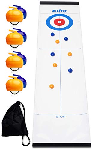 Family Games for Adults & Kids - Curling Game - Tabletop Game (4 x 1) - Indoor Fun for Whole Family, Home Or Travel - Ages 6 & Up - by Elite Sportz