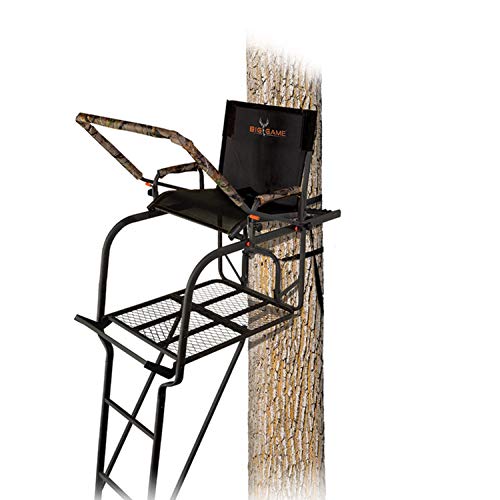 BIG GAME Hunter HD 1.5 Treestand - Adjustable Shooting Rail, Extra Wide/Deep Platform for Wide Stances, Flex Tek Comfort Seating 18.6' Tall