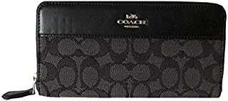 Coach Signature Outline Accordion Zip Wallet - Black Smoke/Black