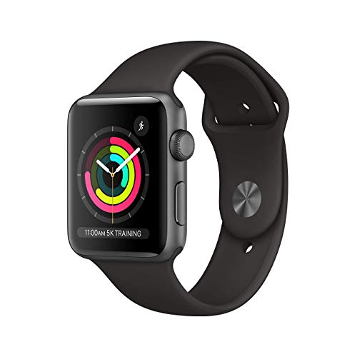 Apple Watch Series 3 (GPS, 42MM) - Space Gray Aluminum Case with Black Sport Band (Renewed)