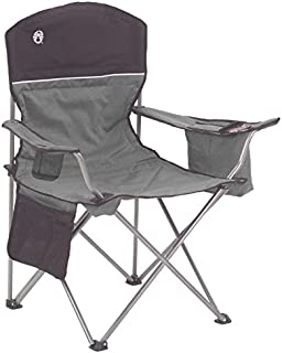 Coleman Camp Chair with 4-Can Cooler | Folding Beach Chair with Built In Drinks Cooler | Portable Quad Chair with Armrest Cooler for Tailgating, Camping, and Outdoors