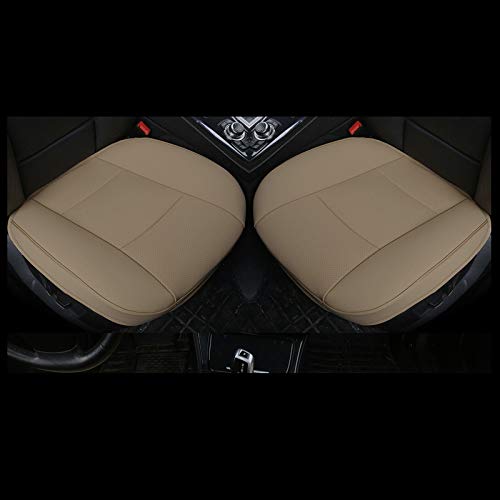 EDEALYN (Width 20.8×deep 21×Thick 0.35 inch) Car Seat Cushions, 2pcs PU Leather Car seat Covers Car seat Protector Cover for Car Driver and Passenger seat Bottom (Beige-B)