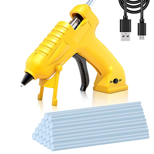 Cordless Hot Glue Gun AONOKOY USB Rechargeable Portable Mini Melt Glue Gun Kit with 20pcs Glue Sticks for DIY Crafts, School Projects and Fast Home Repairs