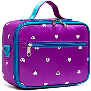 BLUEFAIRY Girls Insulated Lunch Bags for Toddler Kids Lunchbag for School Outdoor Camping Food Cooler Lunchbox Box Carrier (Purple)