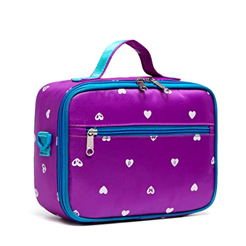 BLUEFAIRY Girls Insulated Lunch Bags for Toddler Kids Lunchbag for School Outdoor Camping Food Cooler Lunchbox Box Carrier (Purple)