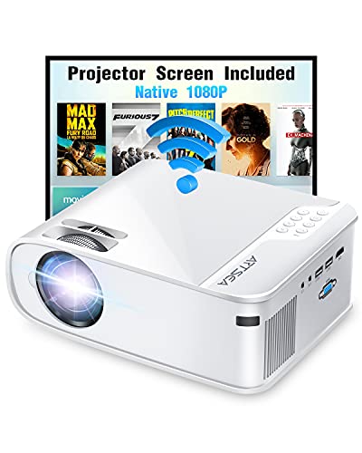 Projector, ARTSEA 5G WiFi Projector W25 Native 1080P Projector 8500L HD Outdoor Video Projector 300