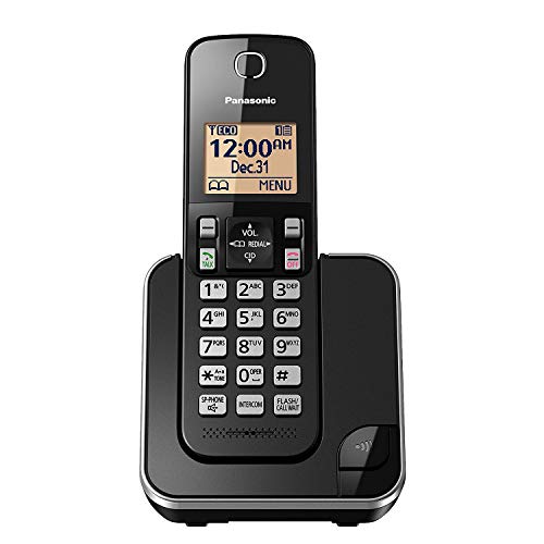 Panasonic Expandable Cordless Phone System with Amber Backlit Display and Call Block  1 Handsets  KX-TGC350B (Black)