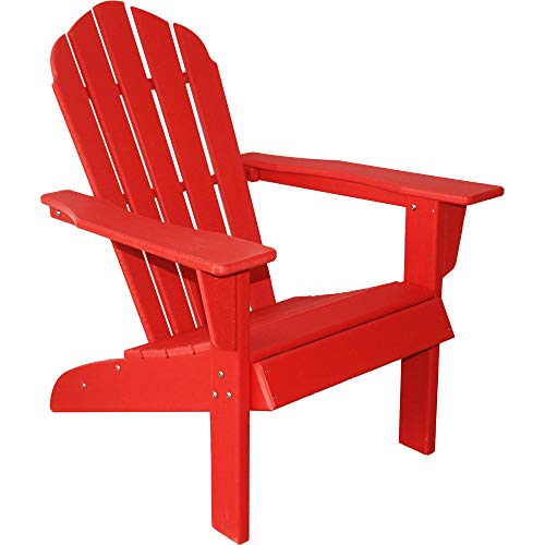 ResinTEAK HDPE Poly Lumber Adirondack Chair, Red | Adult-Size, Weather Resistant for Patio Deck Garden, Backyard & Lawn Furniture | Easy Maintenance & Classic Adirondack Chair Design