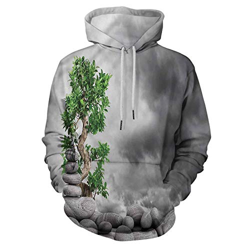 Zen Printed Hooded Sweatshirt Stone Piles Balance Therapy for Men/Women