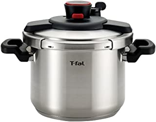 T-fal P45007 Clipso Stainless Steel Dishwasher Safe PTFE PFOA and Cadmium Free 12-PSI Pressure Cooker Cookware, 6.3-Quart, Silver