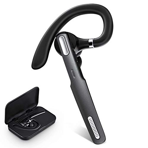 ICOMTOFIT Bluetooth Headset, Wireless Bluetooth Earpiece V5.0 Hands-Free Earphones with Built-in Mic for Driving/Business/Office, Compatible with iPhone and Android-Gray