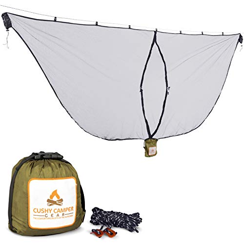 Cushy Camper Premium Hammock Mosquito Net - Portable Backpacking Protection - Large Hammock Bug Net Keeps Out Mosquitoes and Keeps You Cool - Mosquito Net for Hammock - Ultralight Camping Shelter