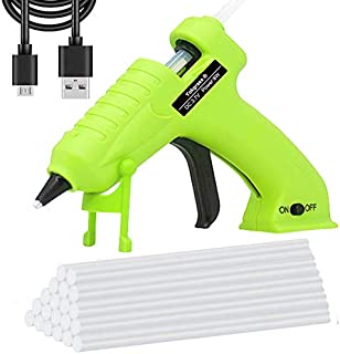 Cordless Hot Glue Gun, Yokgrass USB Rechargeable Anti-Drip Portable Mini Melt Glue Gun Kit with 20pcs Glue Sticks for DIY Crafts, School Projects and Fast Home Repairs(Green)