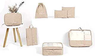 Travel Storage Bag / 7 pcs Set Luggage Organizer Packing Cubes,Compression Pouch Beige