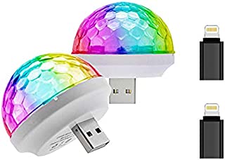 USB Mini Stage DJ Light Disco Ball Lamp Home Pajama Party Strobe Light Disco LED Bulb for Birthday Gift Club Wedding Celebration Karaoke Xmas Decorations (Multi Color-2)