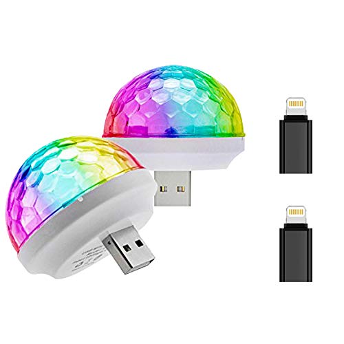 USB Mini Stage DJ Light Disco Ball Lamp Home Pajama Party Strobe Light Disco LED Bulb for Birthday Gift Club Wedding Celebration Karaoke Xmas Decorations (Multi Color-2)